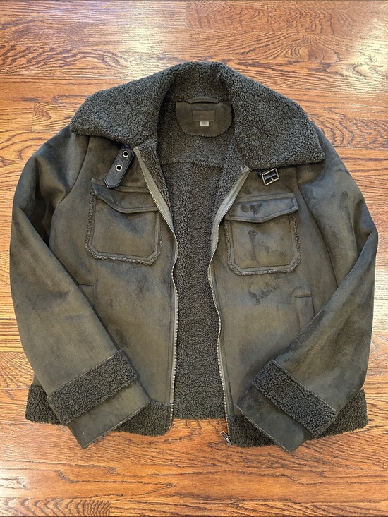 MOTHER Jackets & Blazers - MOTHER Olive Green Shearling-Lined Bomber Jacket